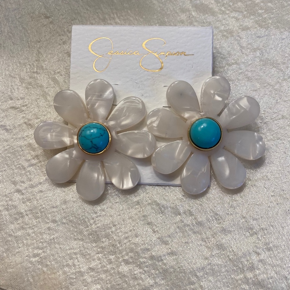 Brand New! Enamel Daisy Earrings - Jessica Simpson